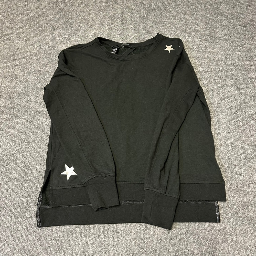 Victoria Sport Sweatshirt Womens Size XS Black Silver Star Open Back Athleisure